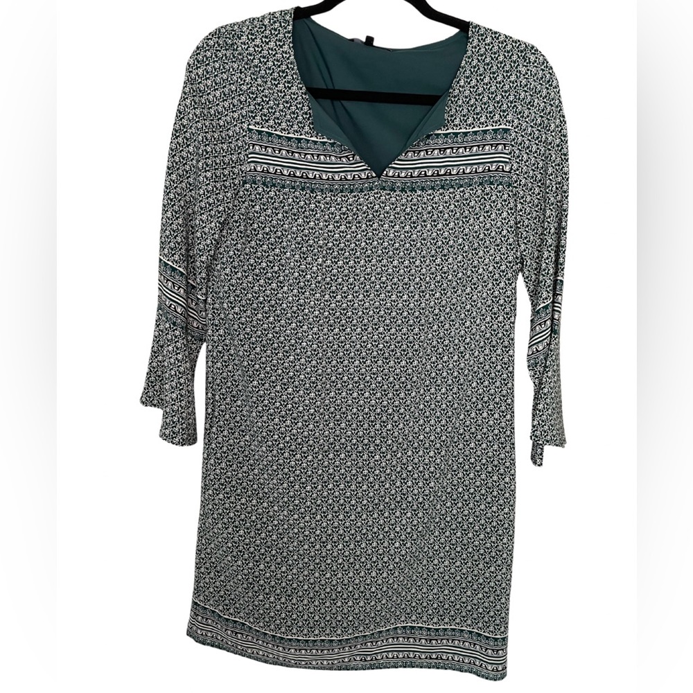 Madewell Silk Patterned Green Dress Size XXS